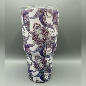 Purple and White Paisley Yeti Rambler 26 oz Cup With Lid